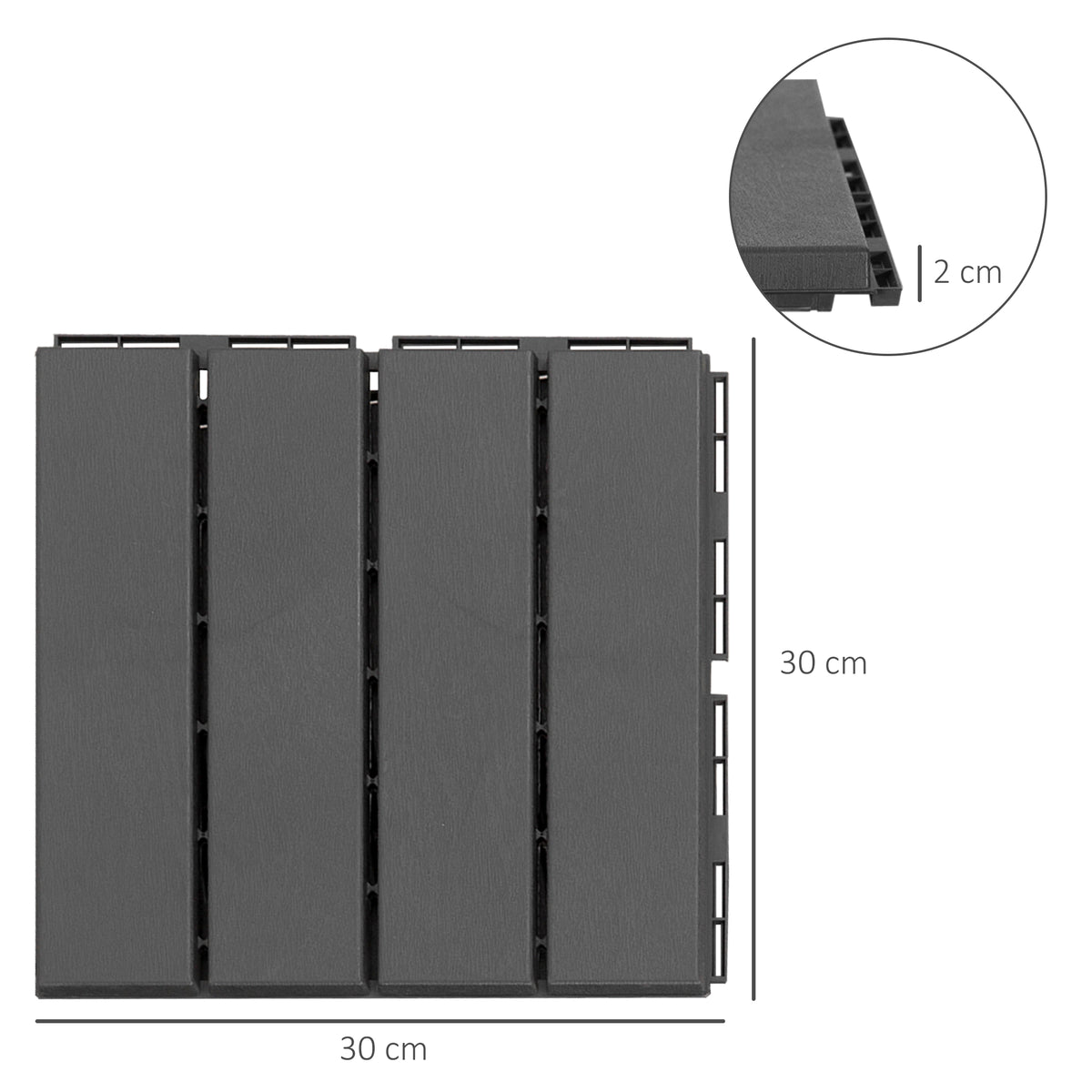 Caillebotis - Dalles terrasse - Lot de 18 - emboîtables, Installation très Simple - Petits Carreaux Composite Plastique-2