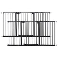 Lot de 2 barrières de sécurité animaux porte fermeture automatique système de double verrouillage sans perçage noir-0
