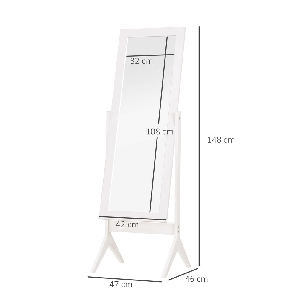 Miroir en Pied Grand Miroir de Sol Inclinaison réglable pour Dressing Chambre dim. 47L x 46l x 148H cm en blanc-2