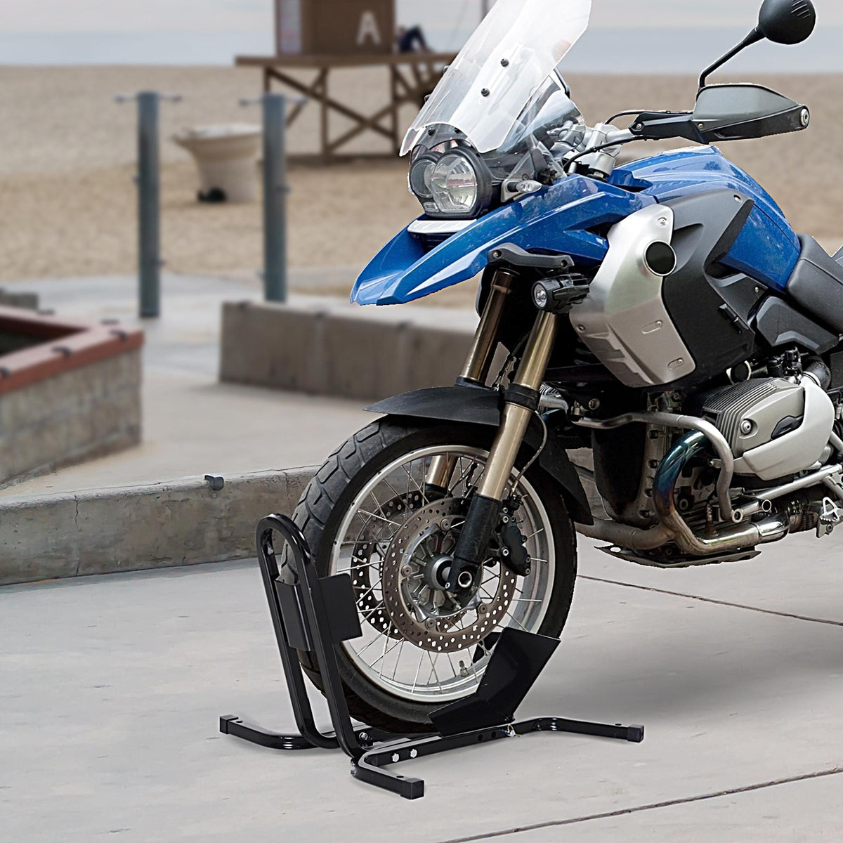 Lève Moto Béquille d'Atelier Support Roue Moto Support Béquille Moto - Bloque Roue 17 à 21 Pouces Métal Époxy Noir-1