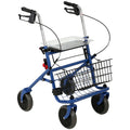 Déambulateur 4 roues pliable, rollator en acier inoxydable, siège rembourré en PU, poignée réglable, bleu-0