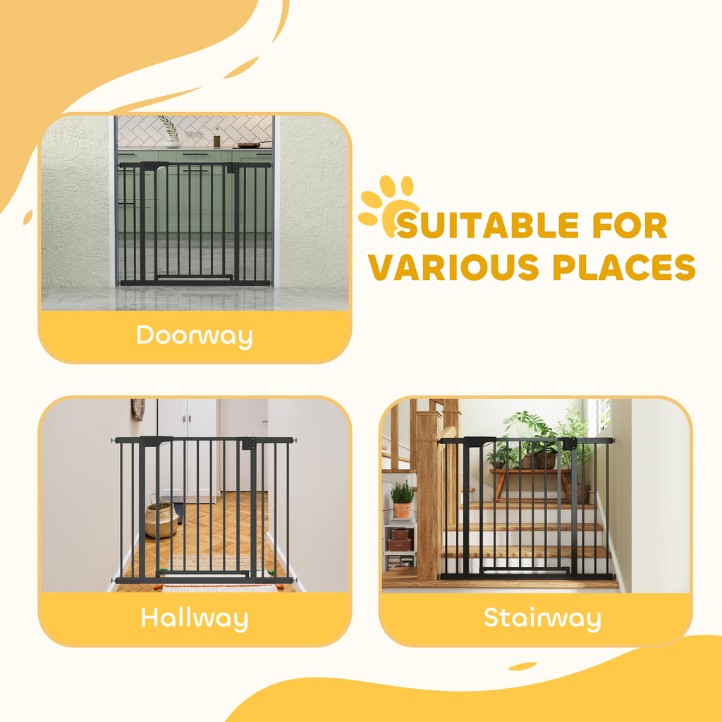Barrière de sécurité pour chiens et bébés 76 à 102 cm avec extension fixation par pression sans perçage blanc-7