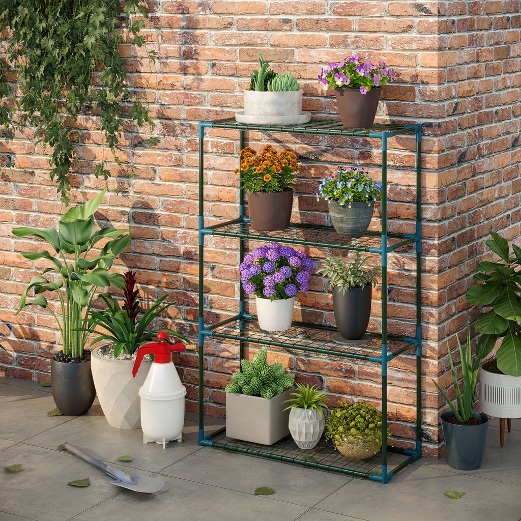 Lot de 2 Étagères à Fleurs en acier 4 Niveaux Intérieur et Extérieur, support de plantes 70 x 27 x 110 cm, vert-6