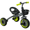 Tricycle enfants avec sonnette et panier selle réglable avec dossier - pour enfant de 2 à 5 ans noir-0