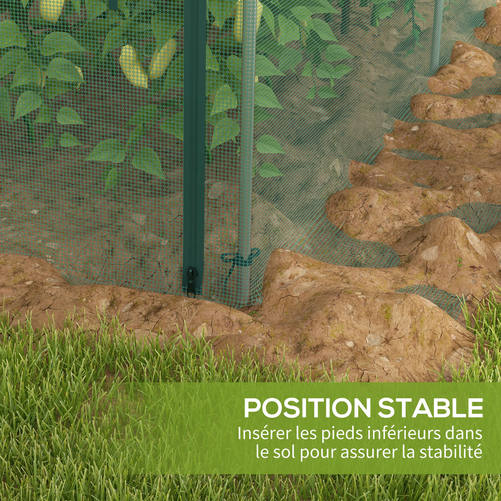 Serre de jardin serre à tomates filet protection porte zippée enroulable HDPE, dim. 125L x 373l x 62,5H cm-6