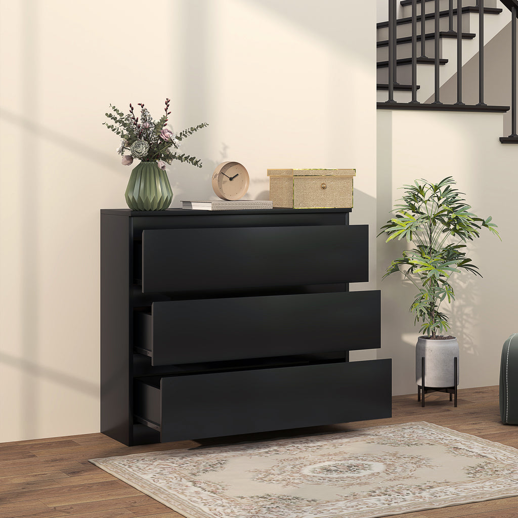 Commode 3 tiroirs, Meuble de rangement épuré pour chambre, intérieur, 80l x 39P x 73H cm-9