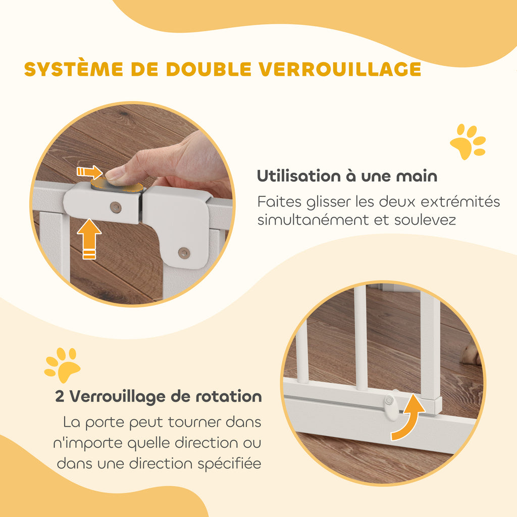 Barrière de sécurité barrière pour animal domestique longueur réglable dim. 75-85L x 76H cm blanc-4