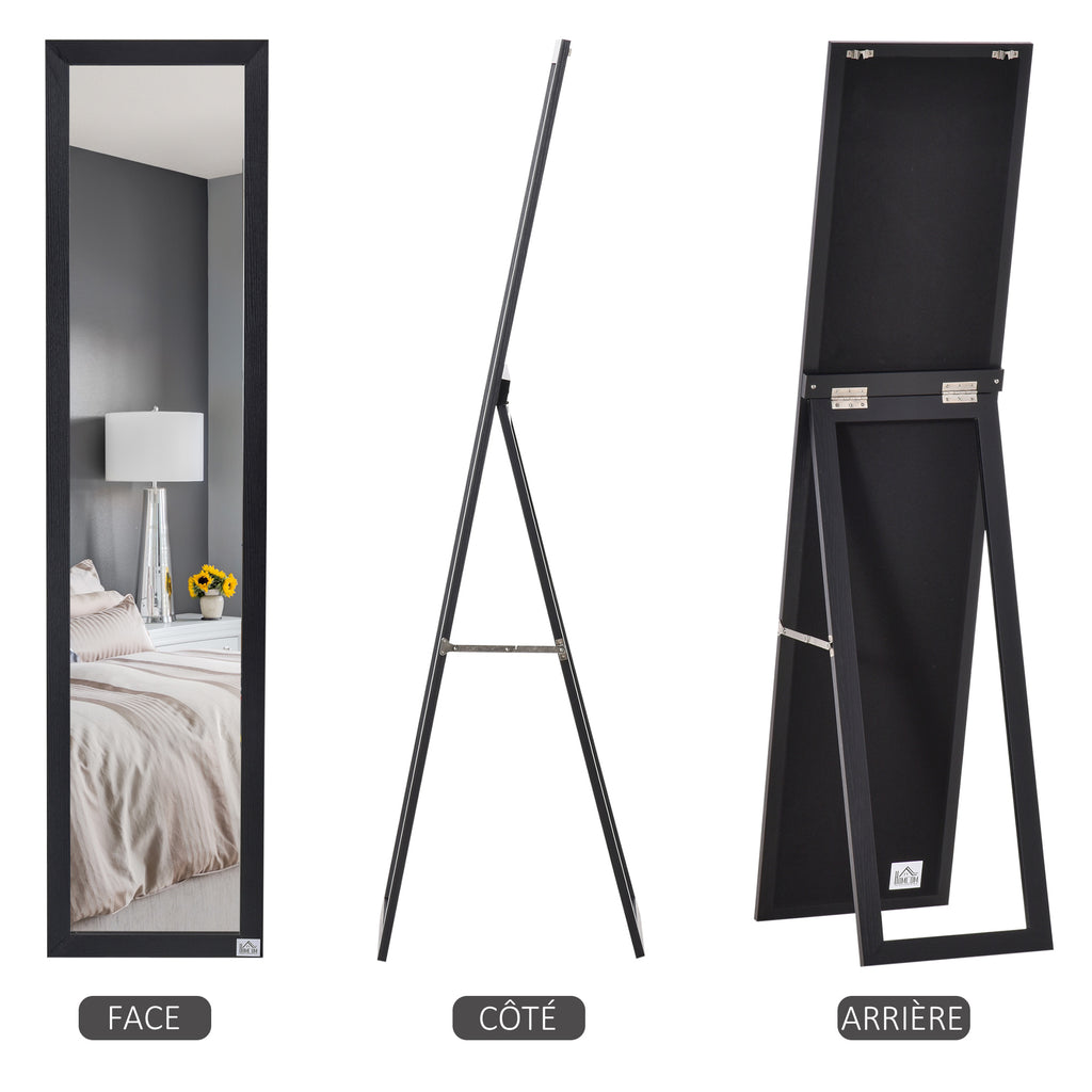 Miroir sur Pied et Mural Rectangulaire, Miroir de Sol Pleine Longueur pour Dressing, Chambre, Salon, 37 x 37 x 154 cm, Noir-4
