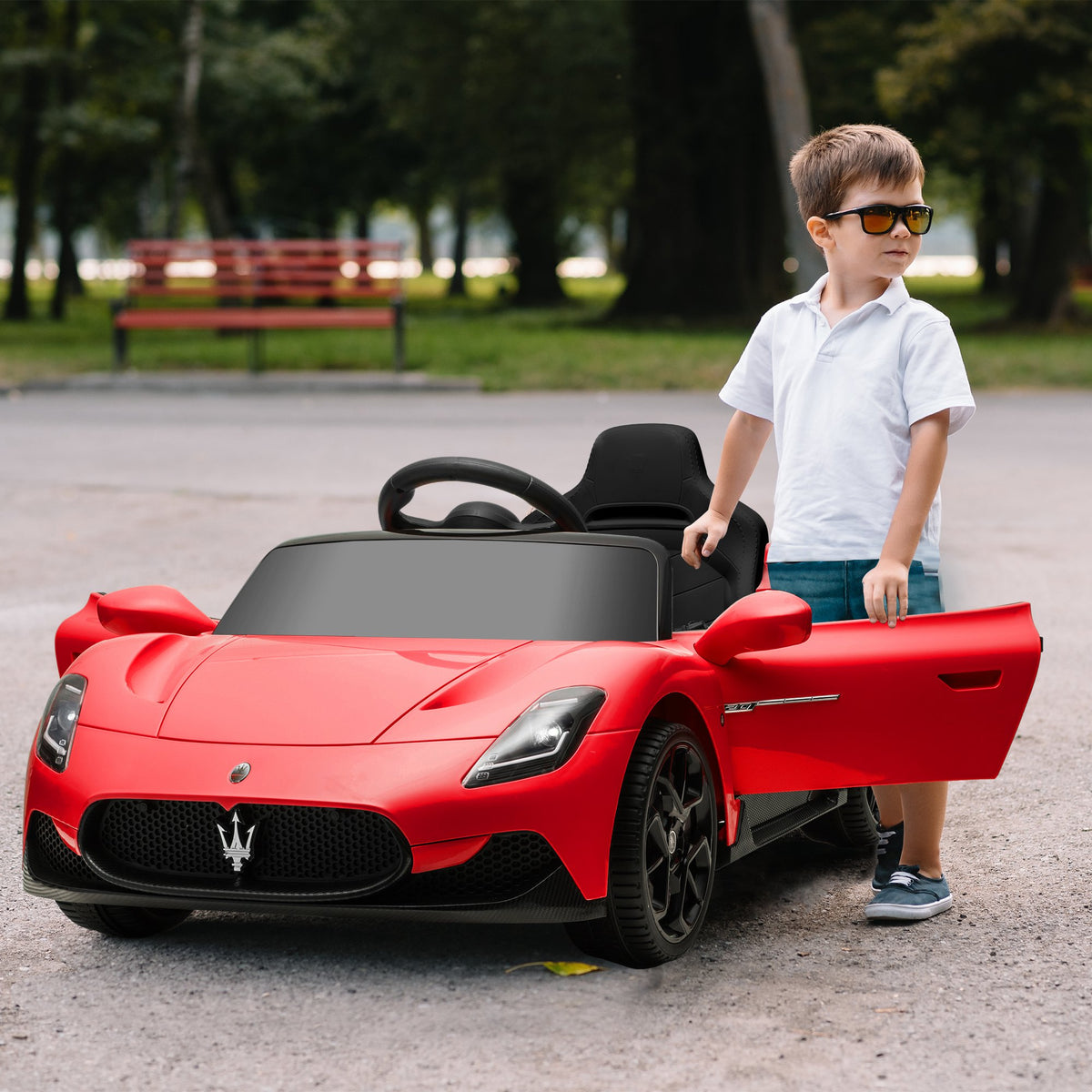 Voiture électrique pour enfants sous licence Maserati MC20 12V, Télécommande, LED, Musique et Klaxon, 3 à 6 Ans, rouge-1