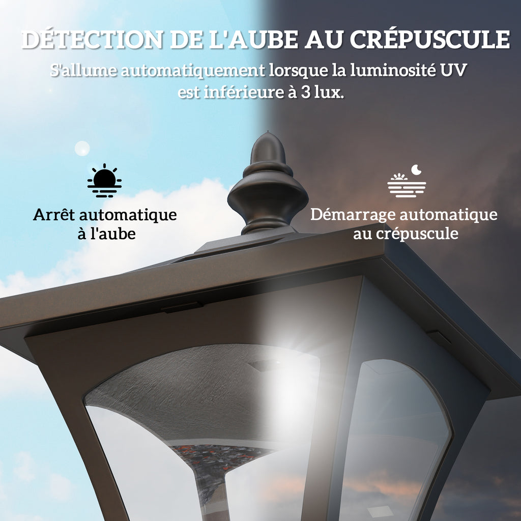 Luminaire extérieur lampadaire sur pied solaire lampadaire lanterne classique LED 30 Lm dim. 15L x 15l x 120H cm noir-4
