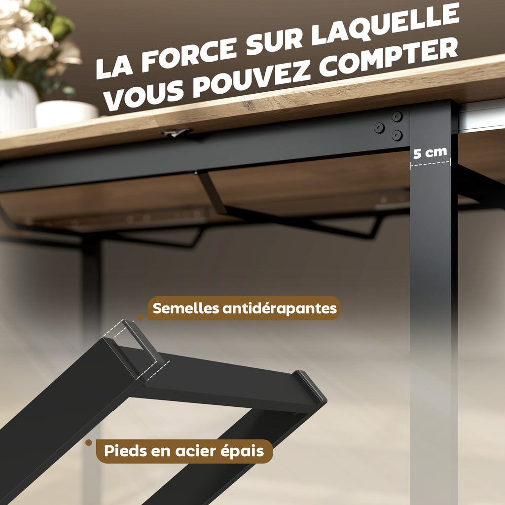 Table à manger extensible rectangle pour 6 à 8 personnes, table de cuisine avec rallonge 140-180 cm, effet bois naturel-7