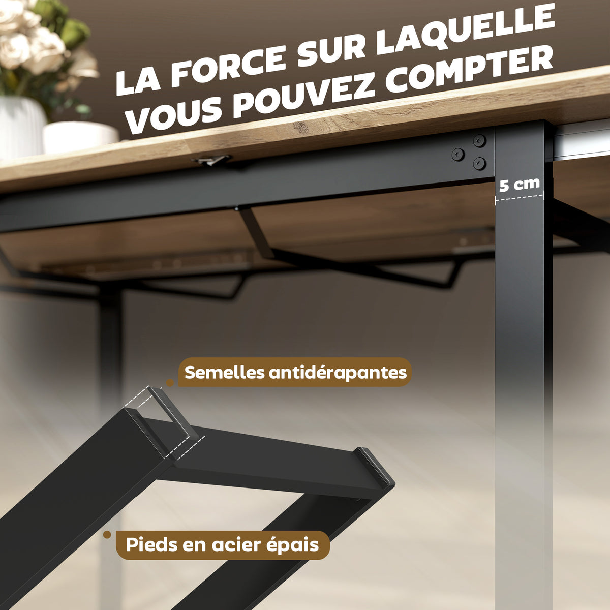 Table à manger extensible rectangle pour 6 à 8 personnes, table de cuisine avec rallonge 140-180 cm, effet bois naturel-7