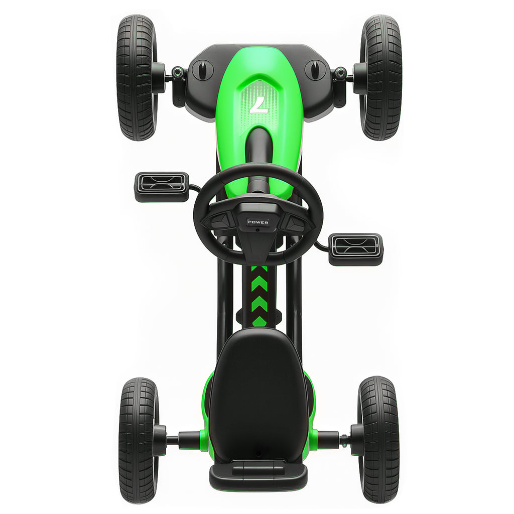 Kart à pédales pour enfants, karting enfant de 2 à 5 ans avec roues EVA silencieux, avancer et reculer, vert-7