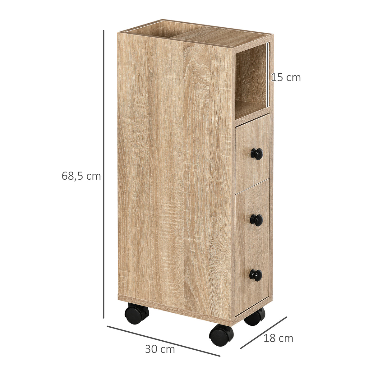Porte-Papier Toilette 3 Niveaux avec Sortie Intégrée, Panneaux de Particules Aspect chêne Clair-2