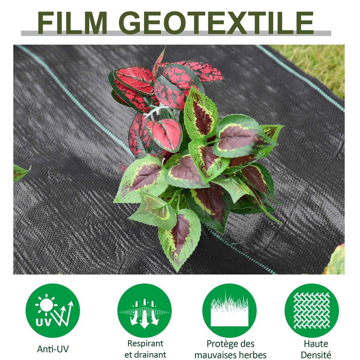 Lot de 2 toiles de paillage - Toile anti mauvaises herbes - toile de paillage anti mauvaises herbes 100 g/m²-4