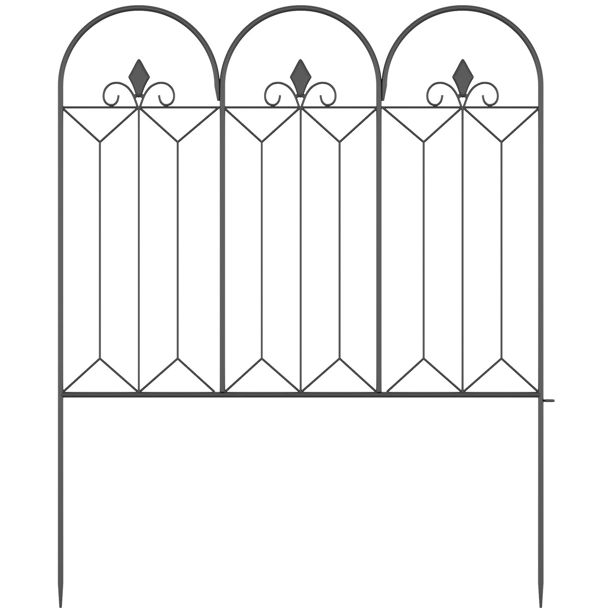 Lot de 5 clôtures de jardin décoratives en métal avec ornements 305 x 79,5 cm noir-8