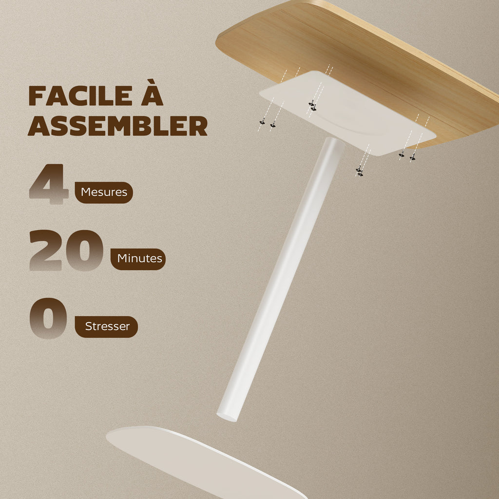 Table à manger carrée pour 2 personnes table de cuisine plateau en effet bois base carrée 60x60x75cm effet bois naturel-6