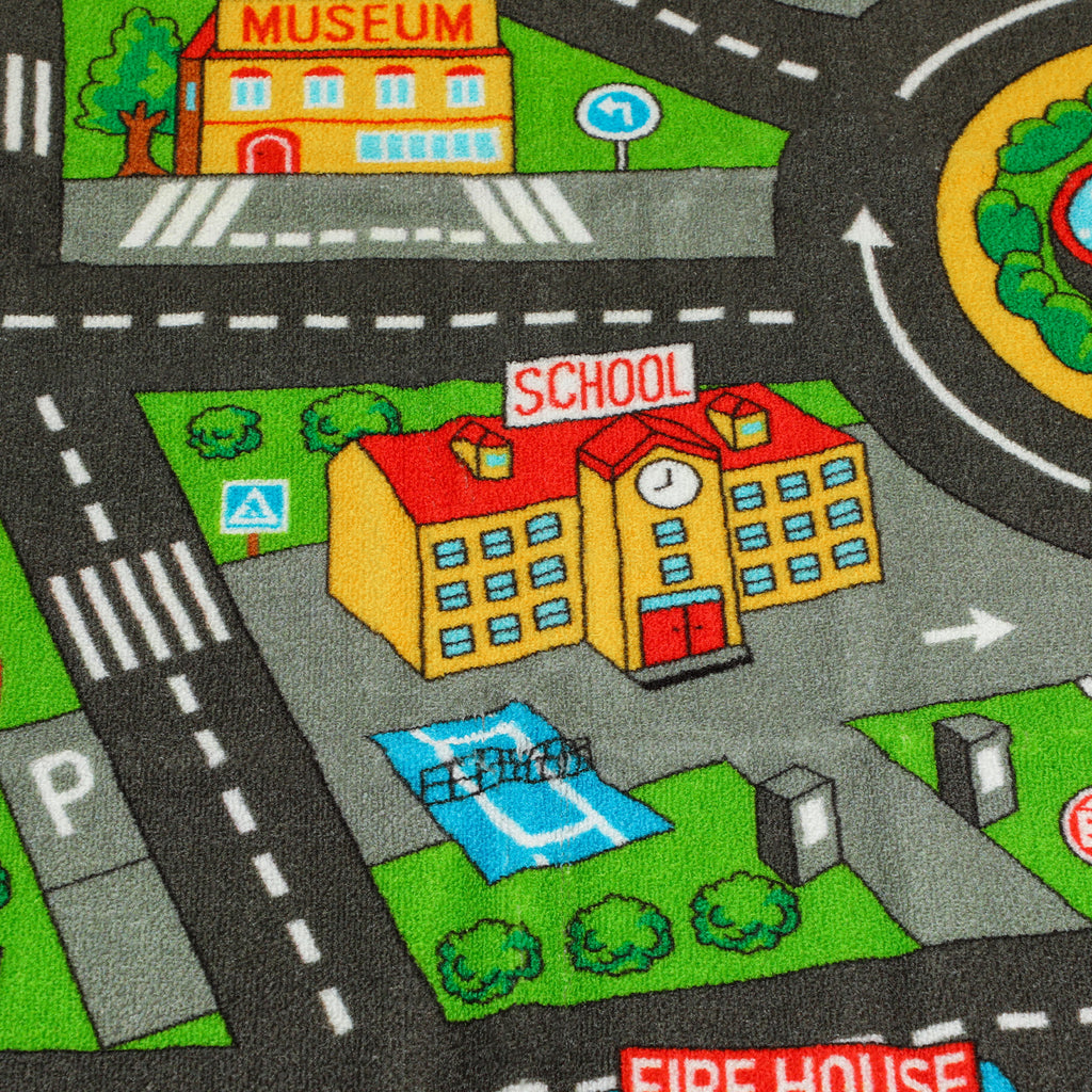 Tapis de jeu pour bébé, tapis de sol antidérapant, motif de route de la ville, 200 x 150 cm, multicolore-8