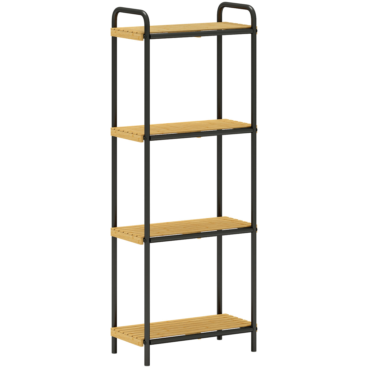 Étagère salle de bain étagère de rangement 4 niveaux étroite autoportante bambou 1,5 x 21,5 x 106 cm effet bois naturel-0