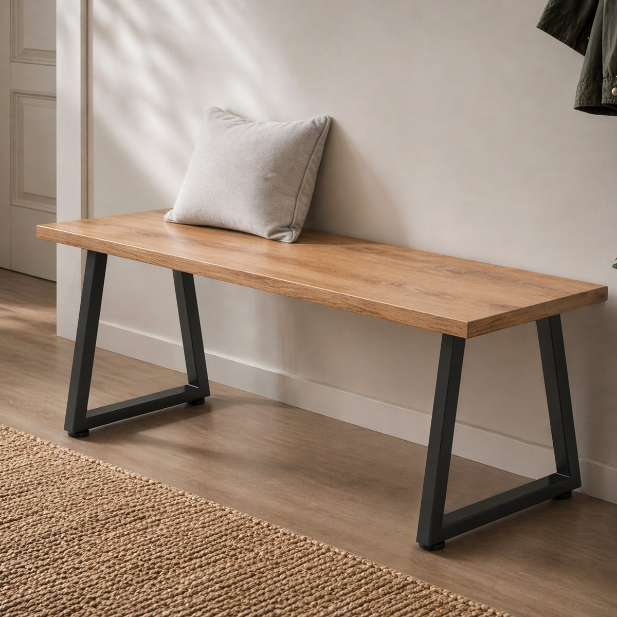 Pieds de table en acier, 60 x 43 cm, lot de 2 pieds de bureau trapezoïdes avec patins réglables et vis, noir-7