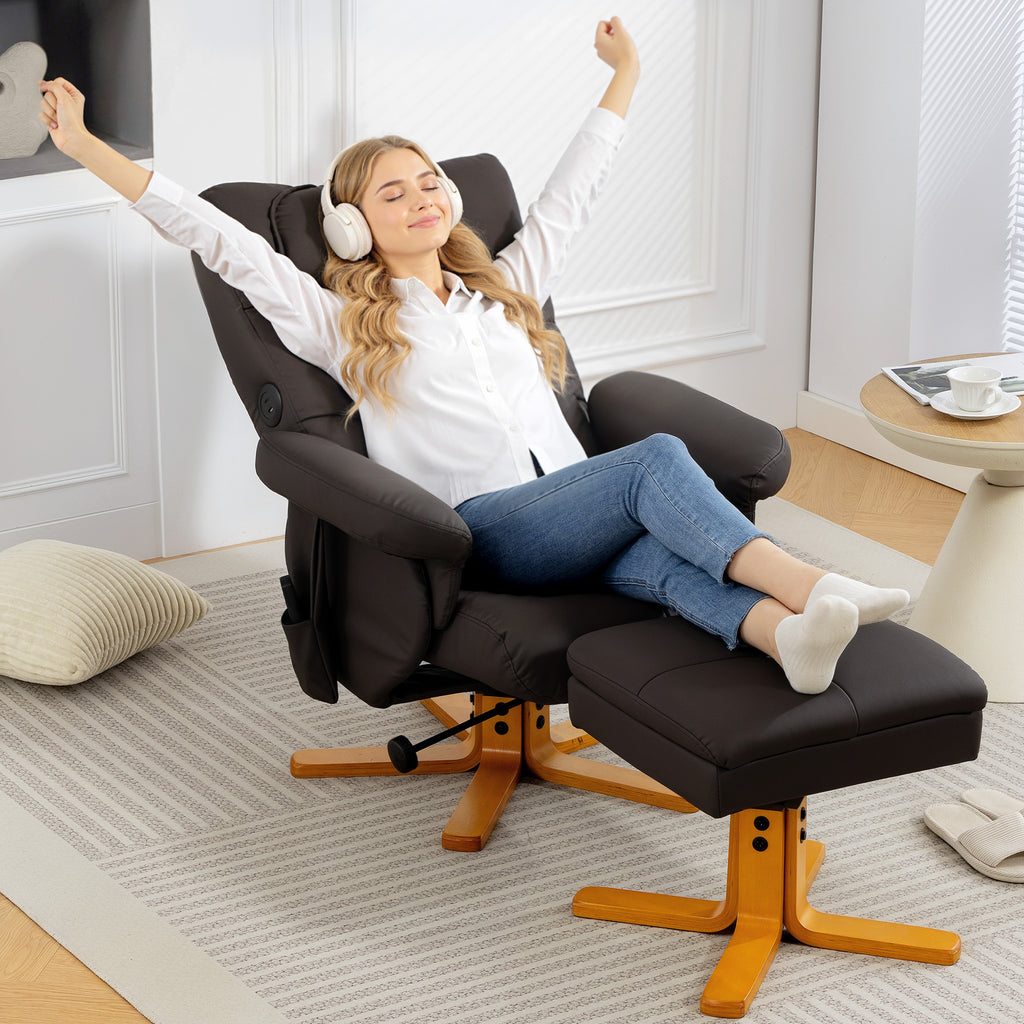 Fauteuil massant avec repose-pied, dossier inclinable jusqu'à 135°, coffre de rangement, télécommande-8