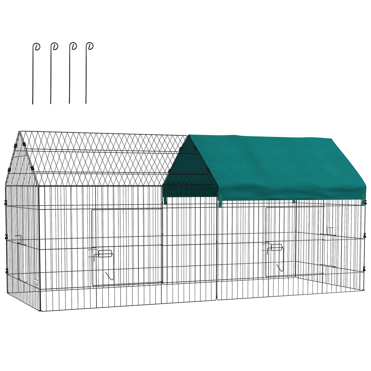 Parc enclos modulable acier avec bache pour lapins rongeurs petits animaux intérieur extérieur 220L x 85l x 103H cm-0