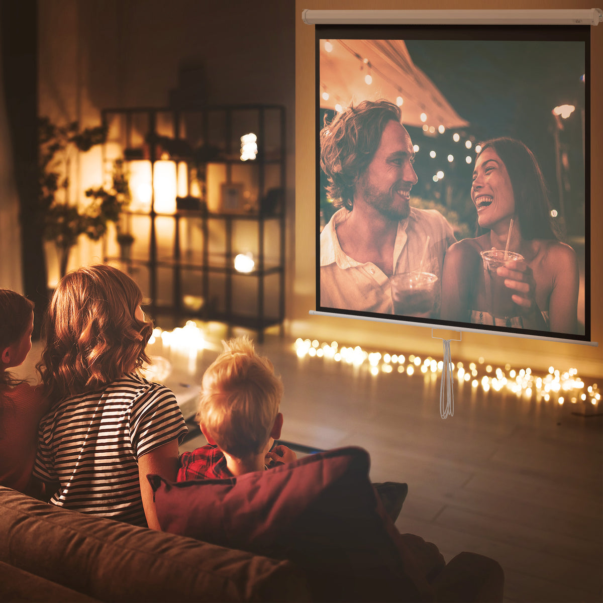 Écran de projection TV et Home Cinema de 99 Pouces vidéo projecteur 1:1 4K HD, 178L x 178H cm-1