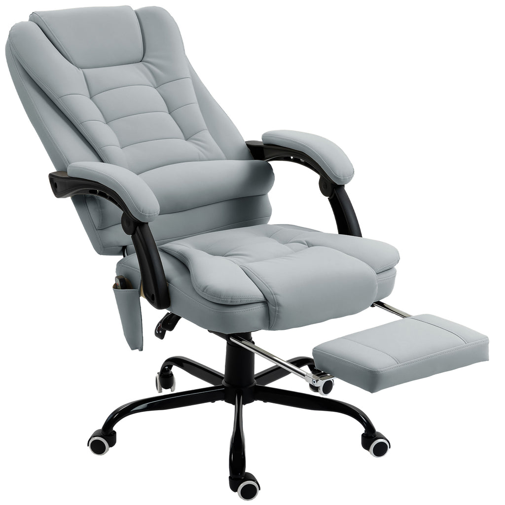 Fauteuil de bureau massant, chaise de bureau avec hauteur réglable, dossier inclinable et télécommande filaire, gris-0