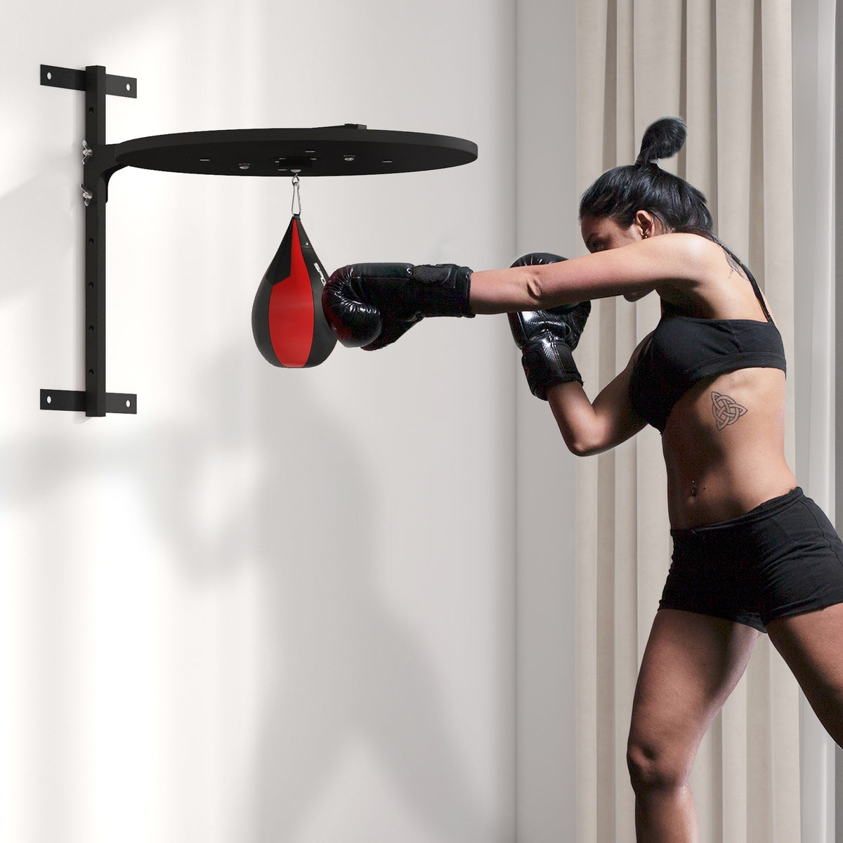 Plateforme murale avec poire de vitesse sac de frappe pour entraînement de boxe, hauteur ajustable pivotant à 360°-9