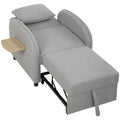Fauteuil Convertible 1 Place, Fauteuil-Lit Clic-Clac 3 en 1, Dossier Réglable, Tablette Latérale Rabattable, Gris-0