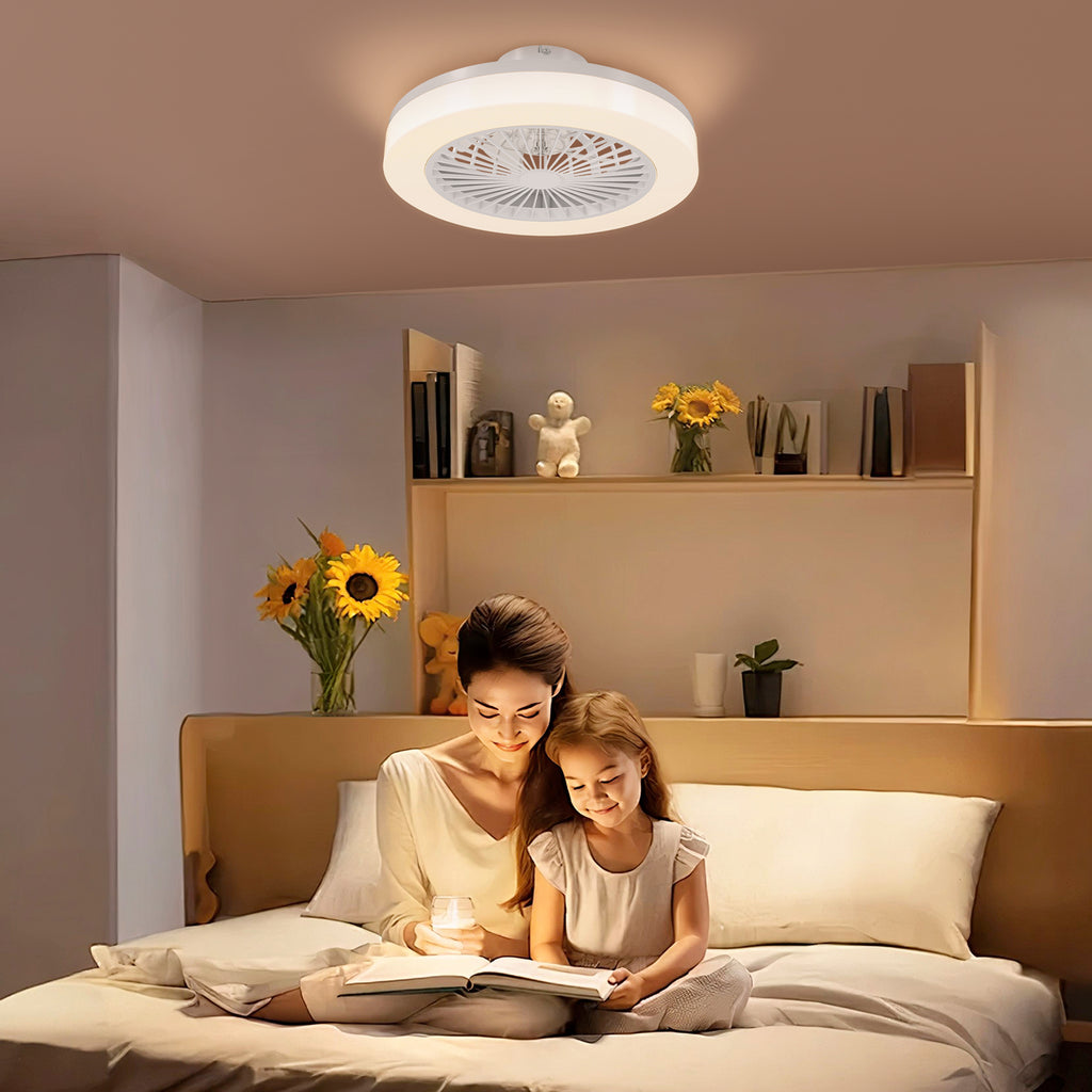 Ventilateur de plafond avec lumière et télécommande 6 vitesses, minuterie, luminosité réglable, blanc-1