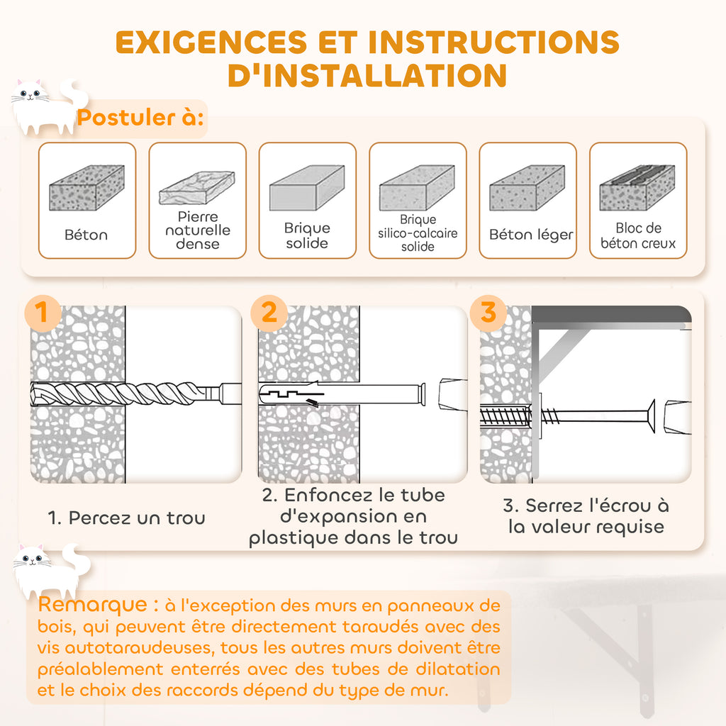Étagères murales pour chat arbre à chat mural 5 pièces 2 niches hamac plateformes griffoirs en sisal gris-7