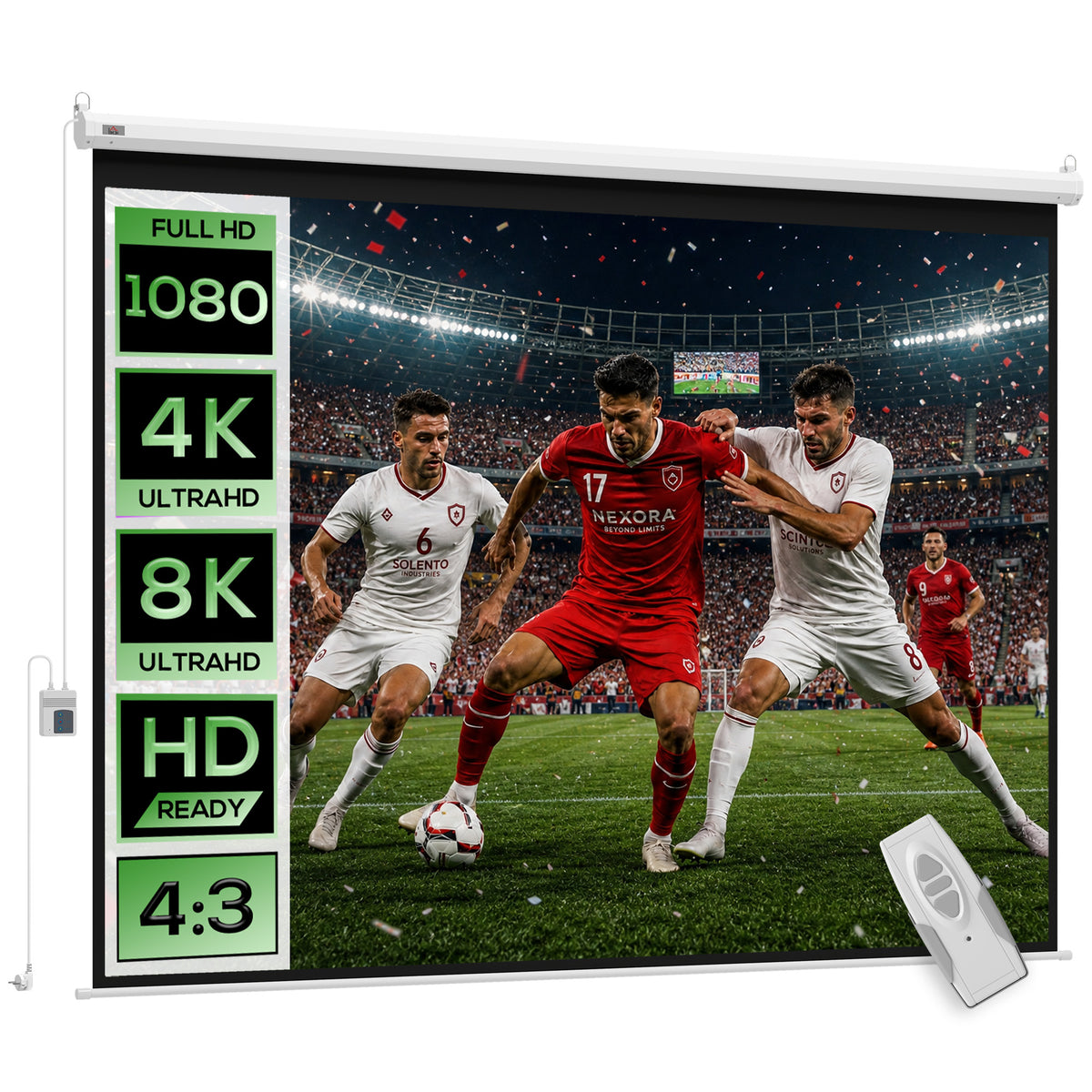 Ecran de projection motorisé 4:3 203L x 152H cm blanc-0