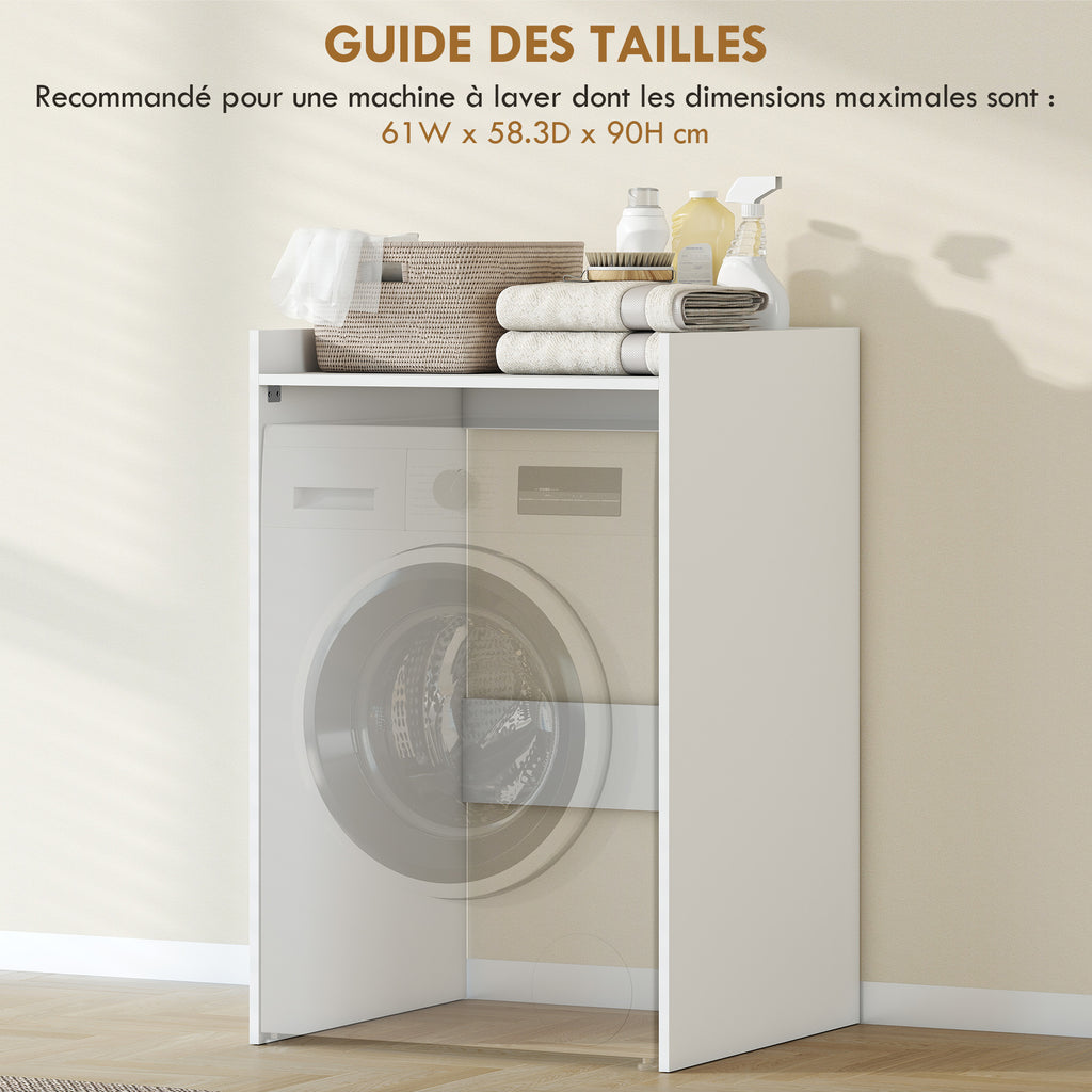 Meuble Machine à Laver avec Plan de Travail, Style Moderne, Anti-Basculement, Meuble de Rangement, 64x60x97,5cm, Blanc-4
