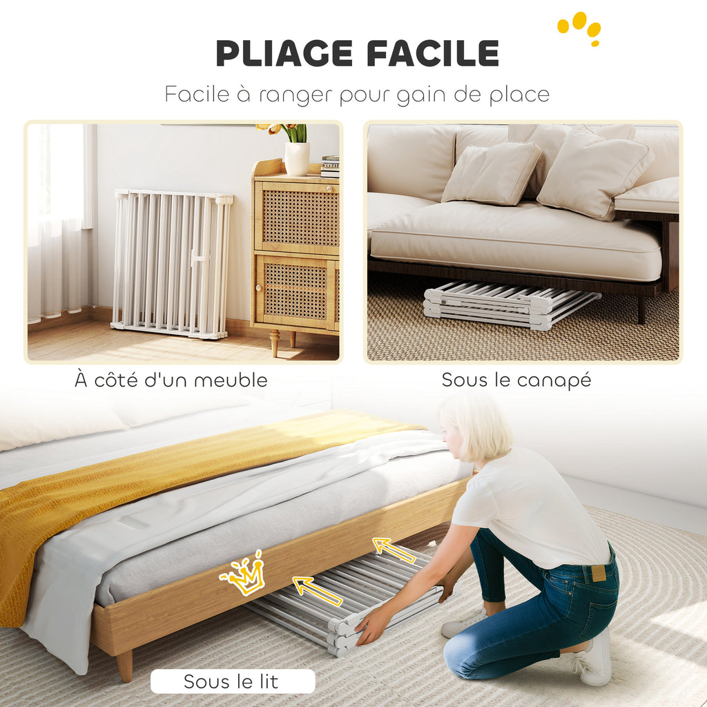 Barrière de sécurité en métal parc enclos pliable et modulable pour chien et enfant 6 panneaux 61 x 75 cm blanc-7