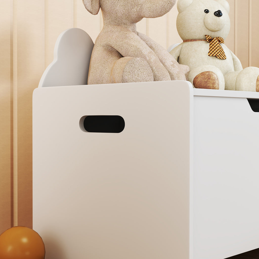 Coffre à jouet enfant avec couvercle rabattable, coffre de rangement enfant, forme d'ours, 60 x 38 x 48 cm, blanc-6