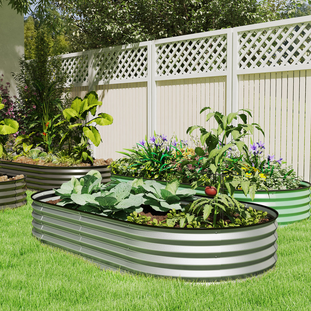 Jardinière surélevée galvanisée en acier lit de jardin bordure caoutchouc 181 x 93 x 30 cm argent-9