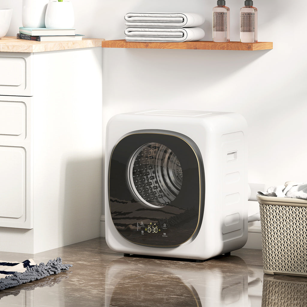Sèche-linge à évacuation portable 4 Kg, sèche-linge 800 W compact, 5 modes de séchage, minuterie, blanc-9