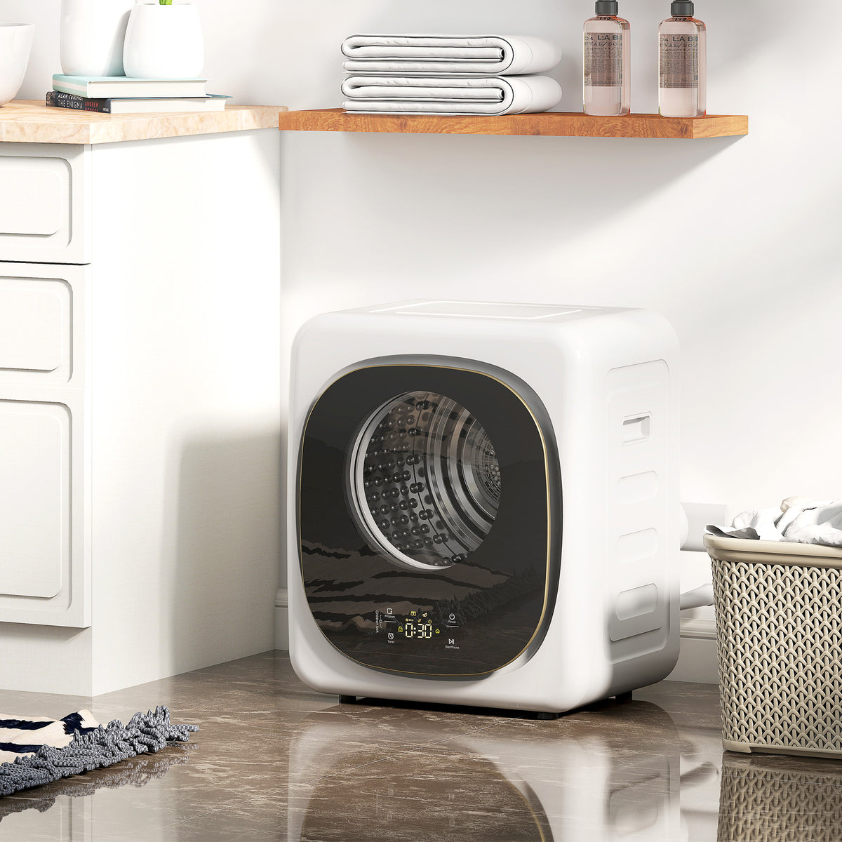 Sèche-linge à évacuation portable 4 Kg, sèche-linge 800 W compact, 5 modes de séchage, minuterie, blanc-9
