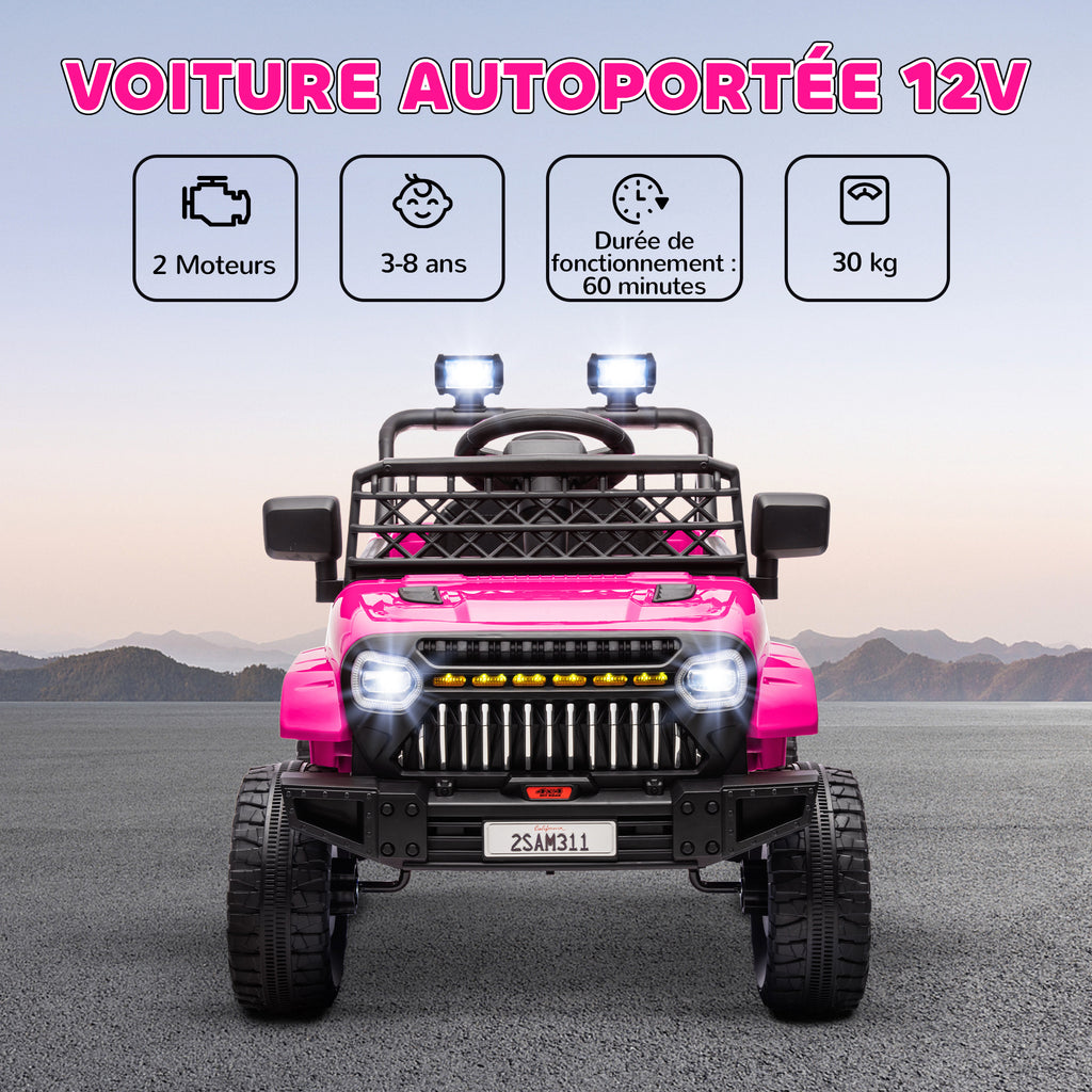 Voiture électrique enfant 4x4 télécommande 2,4Ghz, 2 moteurs 12 V, vitesse réglable, musique, klaxon, lumières LED, noir-3