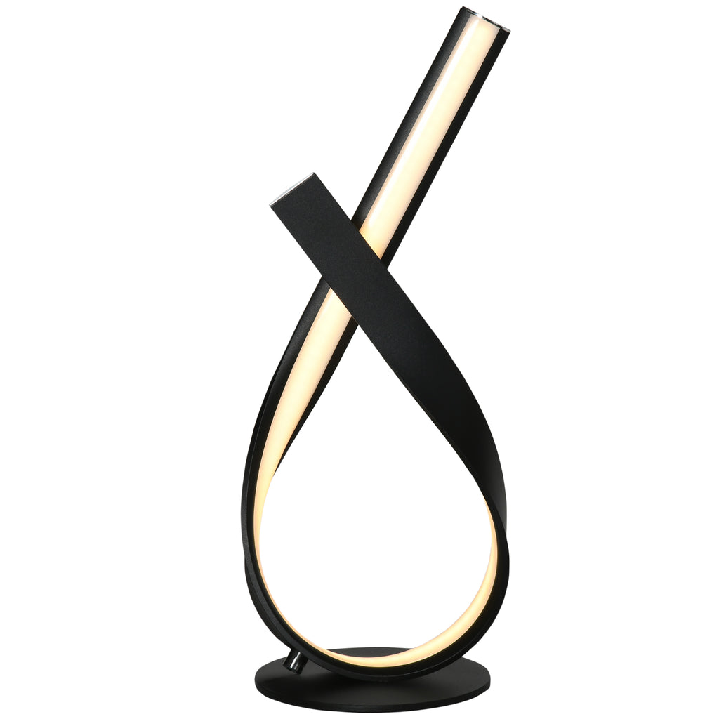 Lampe à poser design contemporain - lampe de table design spirale - dim. 21L x 15l x 43H cm - alu. noir LED blanc chaud-0