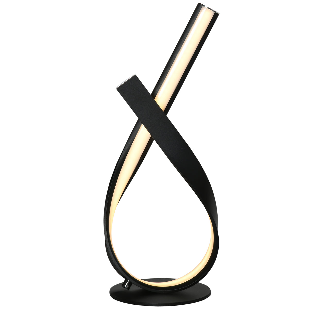 Lampe à poser design contemporain - lampe de table design spirale - dim. 21L x 15l x 43H cm - alu. noir LED blanc chaud-0