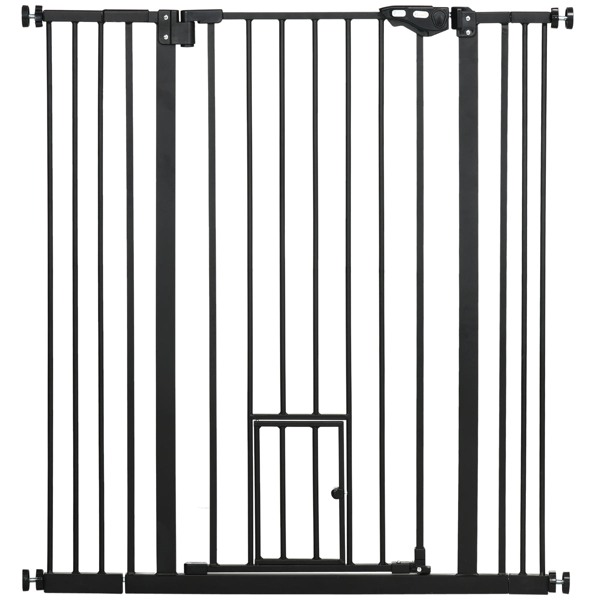 Barrière de sécurité animaux de 104,1H cm avec porte fermeture automatique système de double verrouillage noir-0