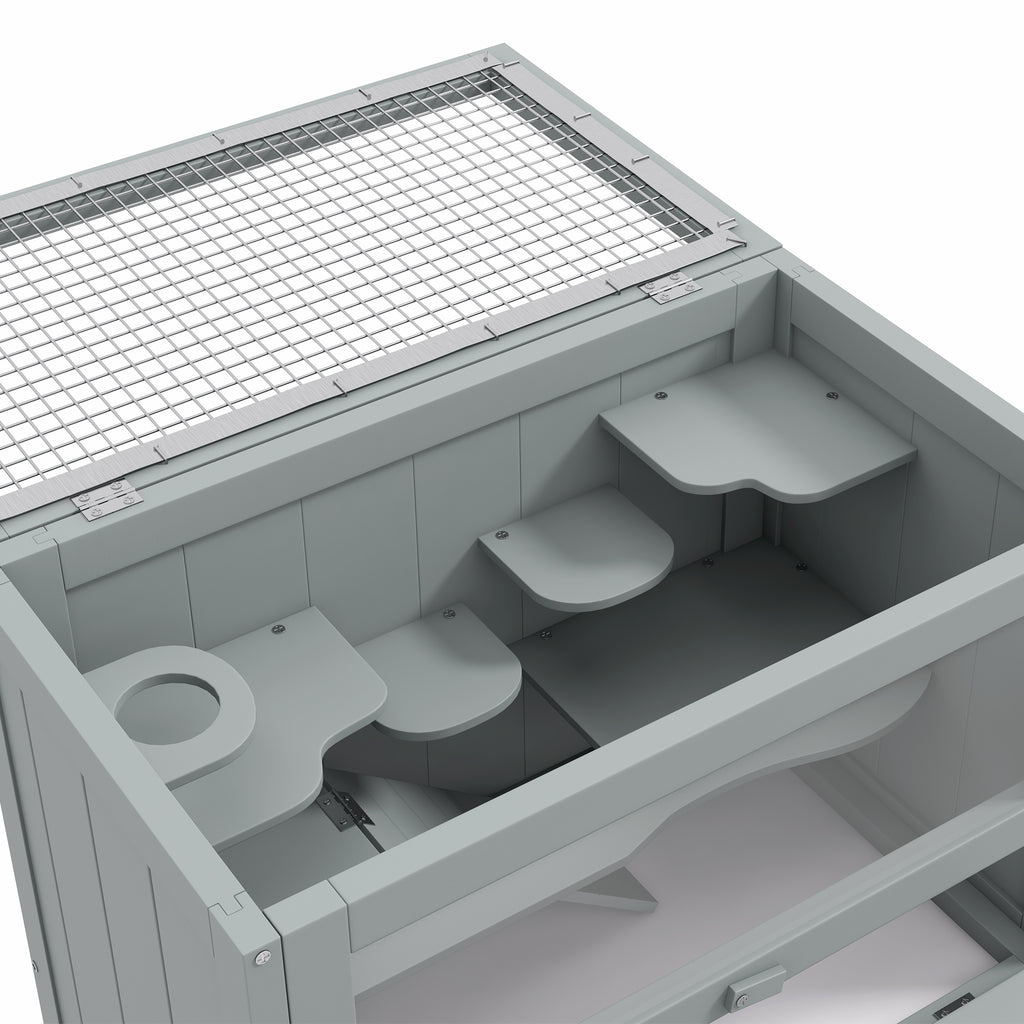 Cage pour hamsters souris petits rongeurs multi-équipements rampe plateformes toit ouvrant grillagé 60 x 35 x 42 cm gris-6