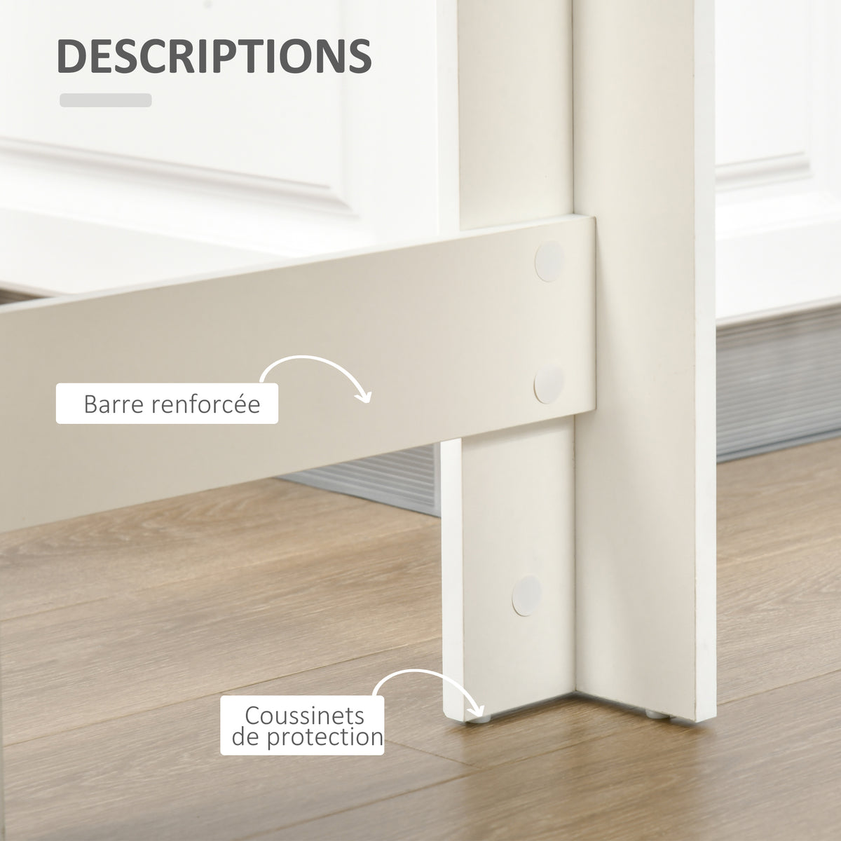Table de bar pour 2 personnes, table haute mange debout avec 4 étagères ouvertes, 115x50x102,7cm, blanc et bois naturel-4