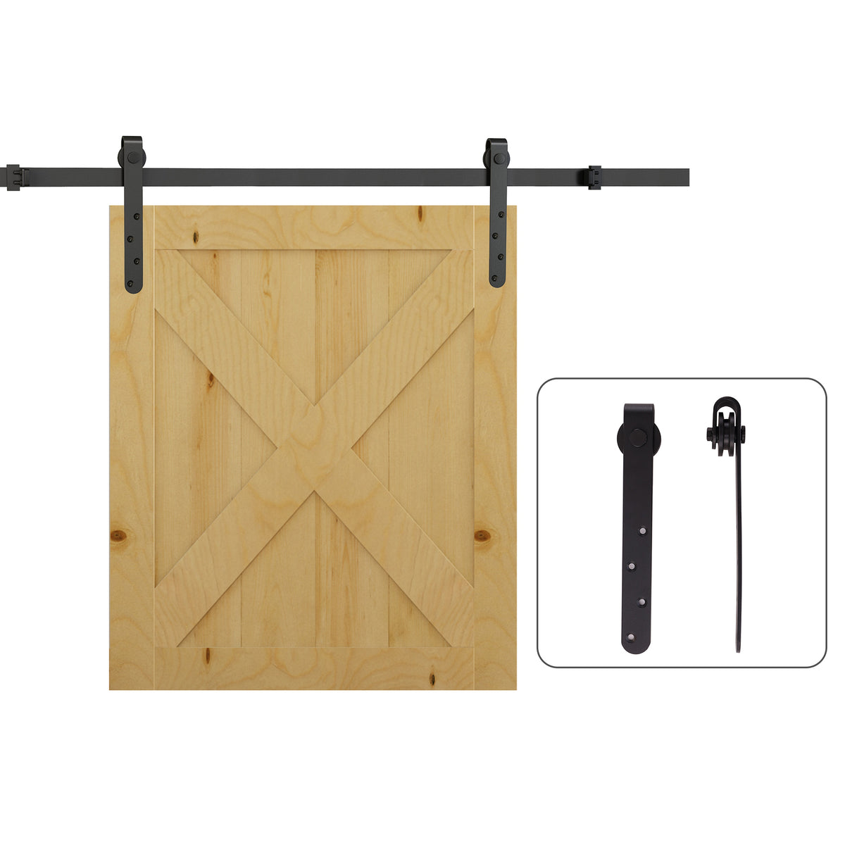 Kit de Porte Coulissante, Système Galandage avec Porte Épaisseur 20-25 mm, Largeur Max. 0,9 m, Charge 20 kg, Acier Noir-0