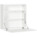 Bureau suspendu bureau mural avec tablette rabattable et 3 compartiments - 64 x 20 x 60 cm - blanc-0