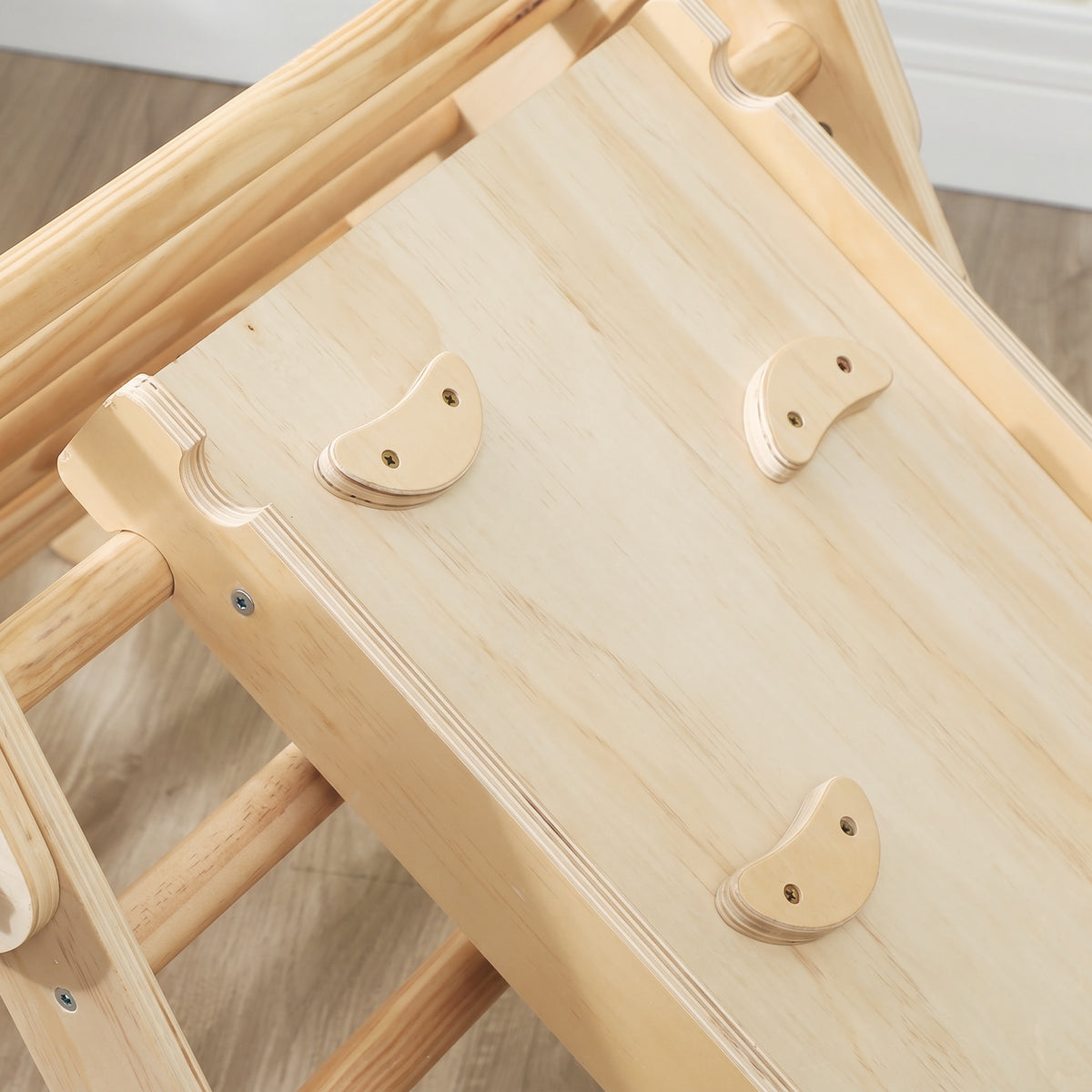 Triangle d'escalade, 3 en 1 en bois pour grimper et glisser, charge max. 50 kg, pour 18-48 mois, bois naturel-9