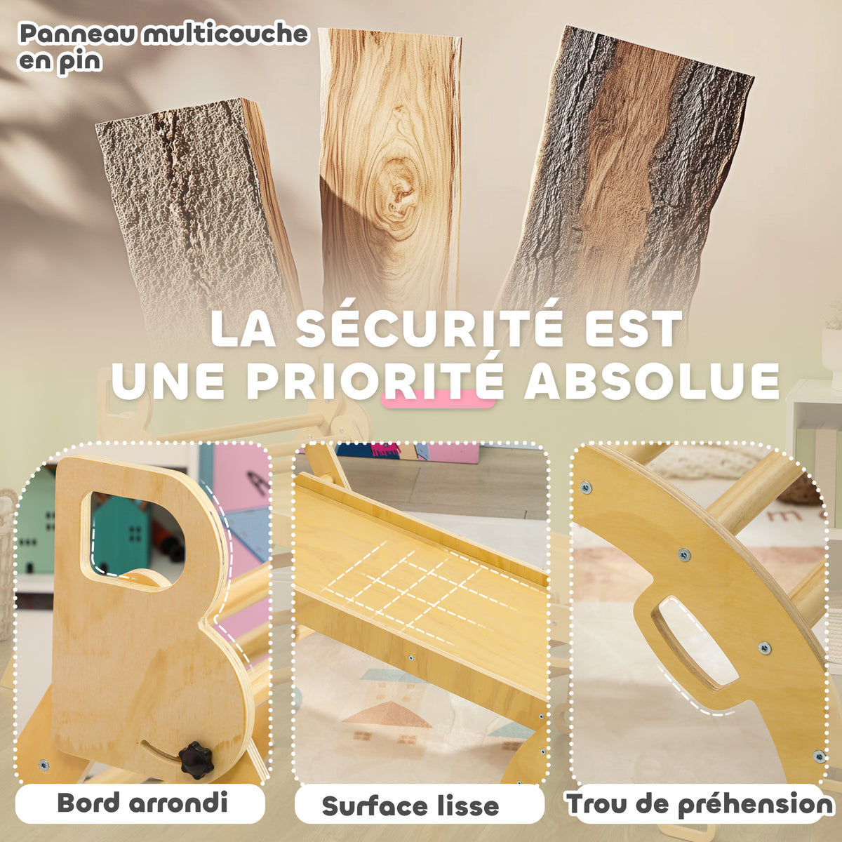 5 en 1 Triangle arche d'escalade enfants avec triangle d'escalade, rampe d'escalade réversible, bascule-4
