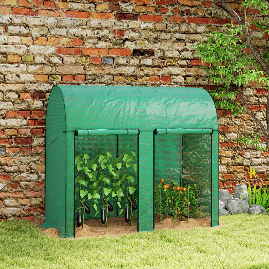 Serre de jardin 2 m² serre à tomates 2 portes zippées enroulables acier PE haute densité anti-UV 2 x 1 x 1,78 m vert-9